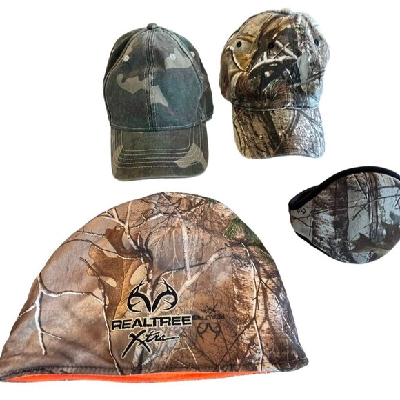 Camouflage Caps Hats Beenie Bundle with Kids Camo Ear Muff - Picture 1 of 11